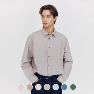 [지오다노]남성 오버핏 크리스피 포플린 긴팔 면 셔츠 남방 045504