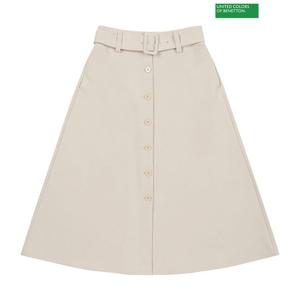 [베네통] Button belted long skirt 3F_49HHD001V_1J4