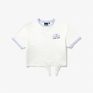 [35%OFF][휠라키즈] Girls 그래픽 크롭 티셔츠 (FK2RSG2301F_OWH)