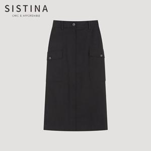 [SISTINA] 인기 스트레이트 카고 스커트_AWWSKO11020_BK