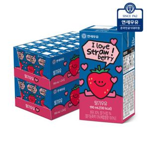 연세우유 딸기 멸균우유 190ml 48팩 / 연세 멸균 두유