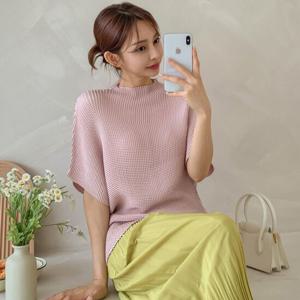 샵앤) 플리츠 여성 국산 가오리핏 반팔티 BLE-WSH-3592-베이지