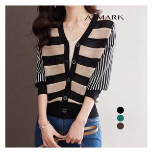 [앳마크]ATMARK 믹스패턴브이넥버튼가디건_AA46CD020G