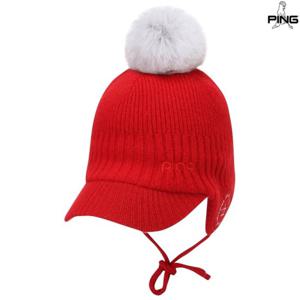 [핑골프][양말증정]여성 방울 귀달이 니트 볼캡 121D4CP351_RE