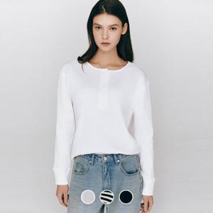 [지오다노/본사] 325507 여 헨리넥 긴팔티 (솔리드, 스트라이프)