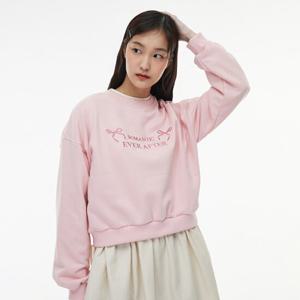 [랩]리본 자수 포인트 코튼 맨투맨(AQ1CT248)