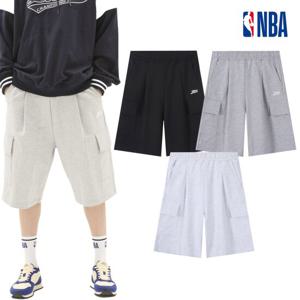 NBA 남녀공용 와이드핏 5부6부 버뮤다 카고 반바지 N252TP020P