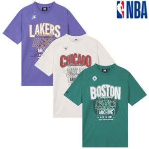 [NBA]N252TS022P GR 남여공용 엔비에이 팀별 아카이브 빅 로고 오버핏 반팔티셔츠
