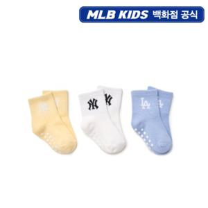 [MLB키즈PG] 토들러 단목 양말 3번들 MLB (7ASOB045N-00YEL)