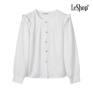 [르샵]레이스 노카라 라운드 퍼프 소매 블라우스 (BP4BL024A)