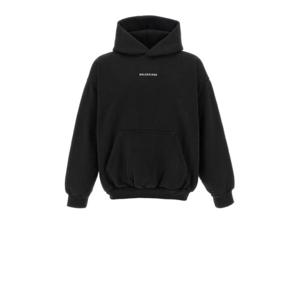 발렌시아가 후드 티셔츠 767877 TRVJ31569 FADED BLACK WHITE