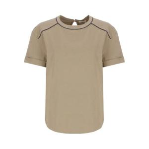 25 SS Brunello Cucinelli 크루 넥 반소매 탑 M0T81FP330CNB76 TP441131116