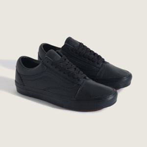 반스 VN0003Z6L3A VANS 올블랙 올드스쿨 레더 남여공용 스니커즈 캔버스화 어센틱 클래식 슬립온