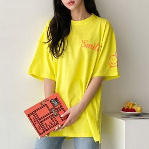 [아이우먼] 스마일롱레터링티셔츠 LIU972M507 빅사이즈