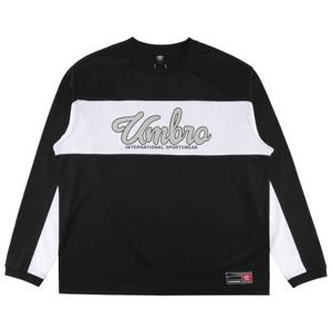엄브로 컬러블럭 오버핏 메쉬 긴팔티셔츠 UQ321CRL72BLK