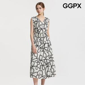 [GGPX] 웨이브 허리 스트링 V넥 원피스 (GP7OP055F)