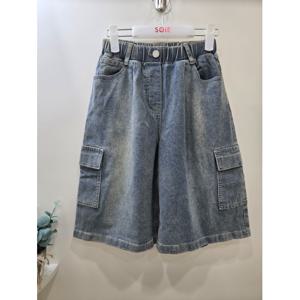 [소이]6.5부 원턱 카고 버뮤다 블루진 25F0294