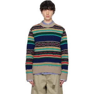 25 SS 사카이 남성 멀티컬러 메시 니트 스웨터 251445M201007