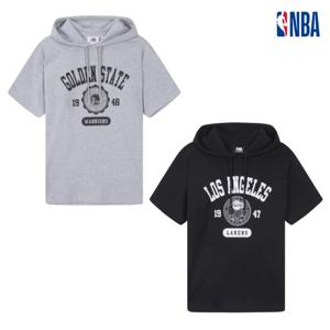 NBA N252TH020P 공용 루즈핏 레이어드 반팔 후드 티셔츠 STG