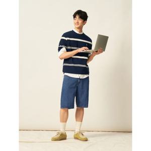 [빈폴멘] 워싱 데님 하프 팬츠 블루 (BC5425C81P)