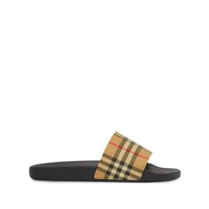 버버리 체크 러버 슬라이드 뮬 슬리퍼 8056942 A7028 Beige