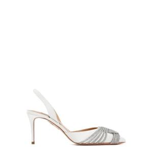 Aquazzura 장식 슬링백 펌프스 GASMIDL1SAT FFFWHITE TP941491958
