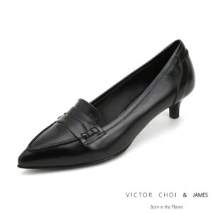 (VICTOR CHOI & james) W21P103 블랙 페니 펌프스 여성 수제화