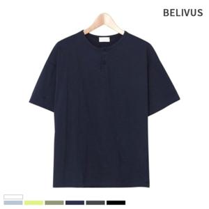빌리버스 남자 반팔 오버핏 헨리넥 티셔츠 BMD080