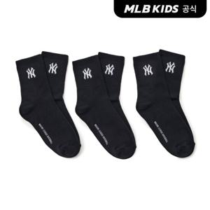 [MLB키즈]베이직 단목 양말 3번들 NY (Black)7ASOB035N-50BKS