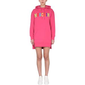 모스키노 멀티컬러 플록 로고 후드 원피스 04500528 2206