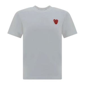 꼼데가르송 더블 레드 엠블럼 반팔 티셔츠 AXT288051 WHITE