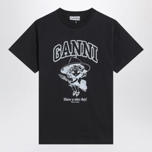 가니 오가닉 코튼 블랙 로고 티셔츠 T41383575 252