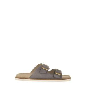 Brunello Cucinelli 더블 버클 오픈 토 슬라이드 MZUSILY235 CAY30 TP934392790