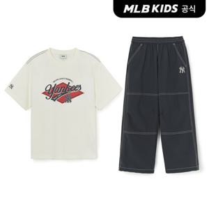 [MLB키즈 공식] 25SS 스트릿 반팔, 우븐팬츠 세트 NY (Cream) 7AS1B4153-50CRS