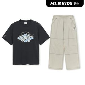 [MLB키즈 공식] 25SS 스트릿 반팔, 우븐팬츠 세트 BOS (Charcoal Grey) 7AS1B4153-43CGS