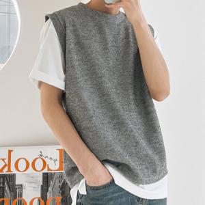 [리빌모아]남자 데일리 리브드 라운드넥 골지 조끼 5C-VEA-Q116-