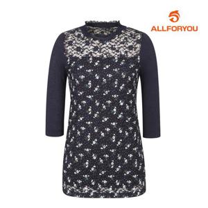 [올포유] 여성 레이스 프린트 넥셔링 7부 블라우스형 티셔츠 ALTRL3421-915_G