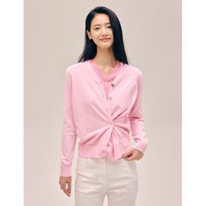 [나이스클랍] N252PWK333 단추 변형 니트 가디건 블랙 라이트핑크