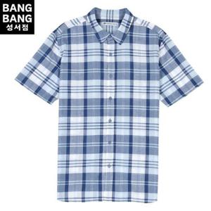 뱅뱅 HC04 여름 남성 린넨 체크 면 반팔 남방 NSL335
