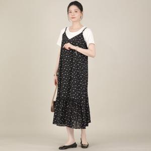애비뉴투지 엄마옷 주름 요루 원단 플라워 여름 루즈핏 나시 원피스 K08538