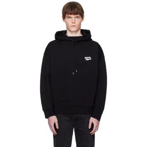 25 SS Maison Kitsune 남성 블랙 메종 키츠네 핸드라이팅 오버사이즈 후드티 252389M202003