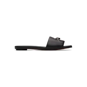 25 SS McQueen 여성 블랙 T바 슬라이드 샌들 251259F124001