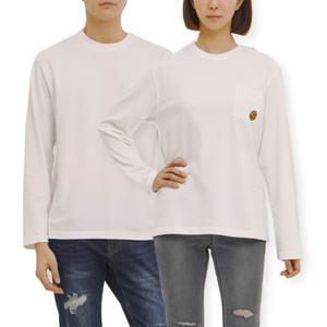 [잠뱅이] 유니) 포켓 스마일 와펜 긴팔티 AL1WTS41-WH
