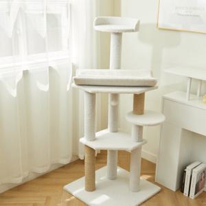 펫토리아 GP 4단 양털 플랫폼 고양이 대형 캣타워 142cm 베이지