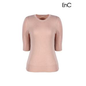 [이앤씨]EnC 핑크 솔리드 반팔 니트 ENKT32402V