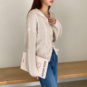 샵앤) 여성 꽈배기 세일러 집업 가디건 GND-WCD-3811-네이비