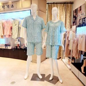 비너스 VPA4535M 커플 민트 잔꽃나염 여름 파자마세트