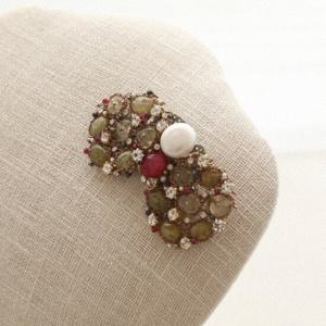 바이데이지 루비 진주 침수정 브로치 Bb0456