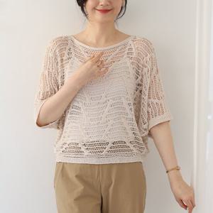 [웬디즈갤러리]스카시 가오리 반팔 니트/여름 시스루 해변 휴가 여행 RKN140