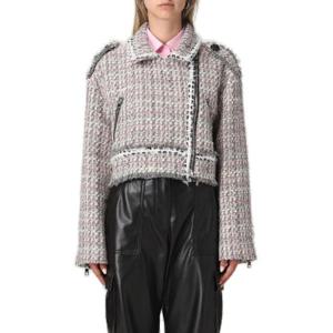 MSGM 지퍼 크롭 트위드 바이커 재킷 3541MDH11237621 96 TP945151549